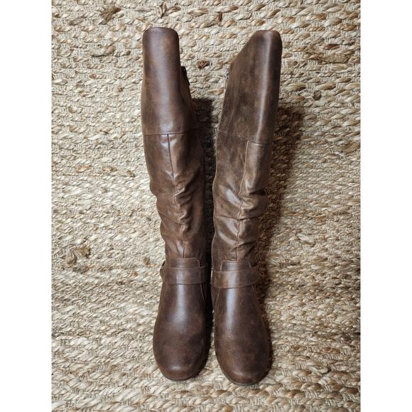 Baretraps Wide Calf Sanova 2 Knee-High Brown Leather Fashion Boots Size 6 M - Picture 3 of 11